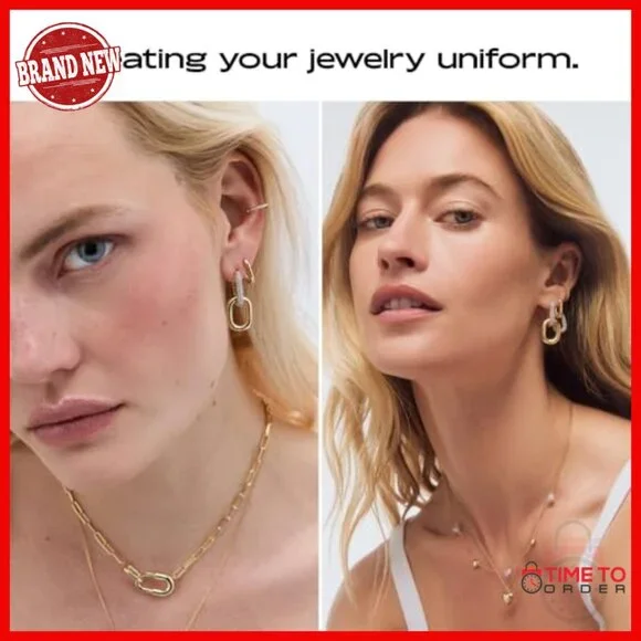 14K Gold Plated Double Hoop Earrings, Lightweight Hypoallergenic Daily Wear